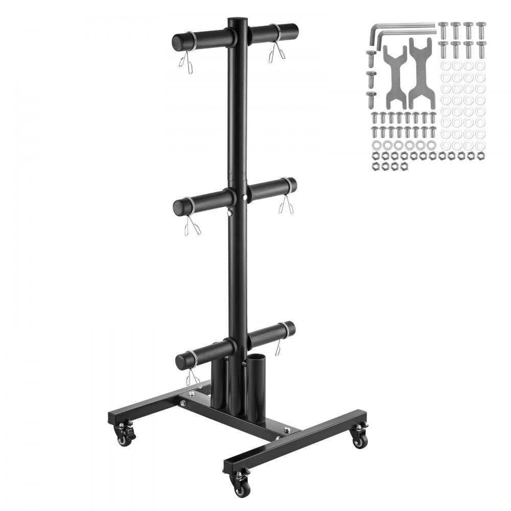 YFRK-B34 - 1000 lbs Weight Plate Rack with Wheels, Compact Design
