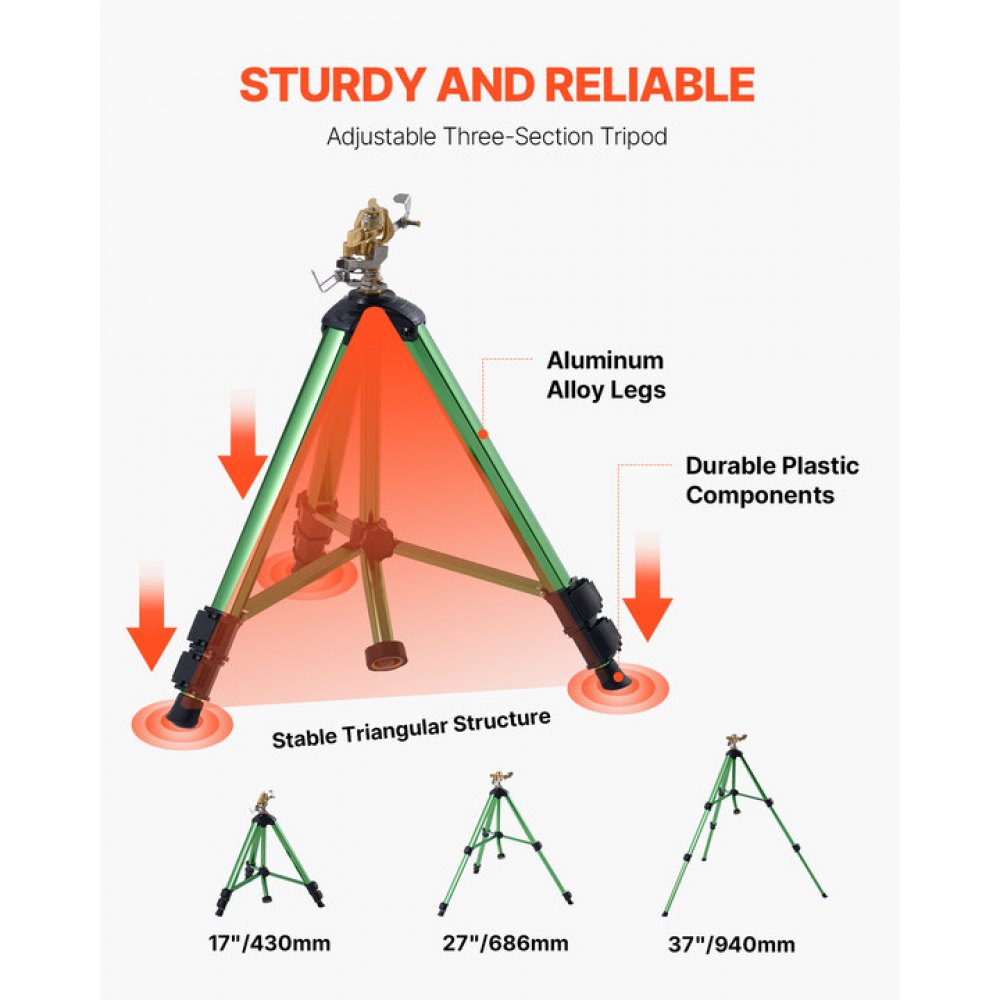 HX-3311CN - Brass Impact Sprinkler on Adjustable Tripod, Covers 5539 sq. ft