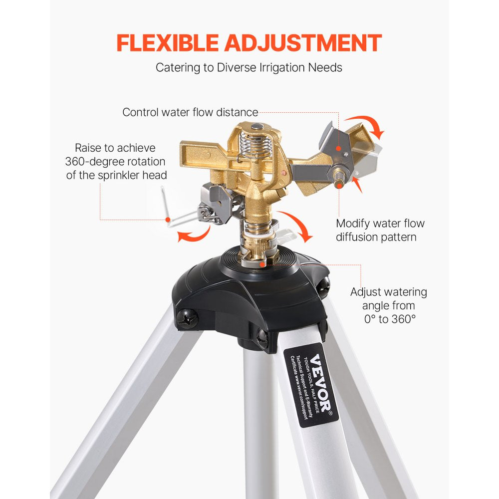 HX-3317DN - 360° Adjustable Brass Tripod Sprinkler for 5539 sq. ft. Coverage