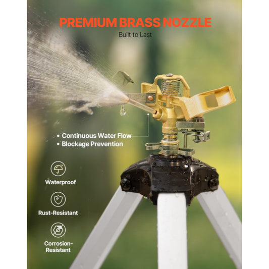 HX-3317DN - 360° Adjustable Brass Tripod Sprinkler for 5539 sq. ft. Coverage