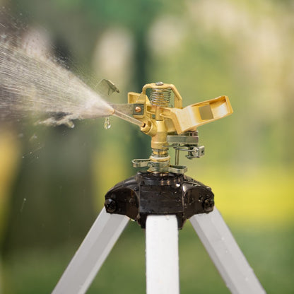 HX-3317DN - 360° Adjustable Brass Tripod Sprinkler for 5539 sq. ft. Coverage