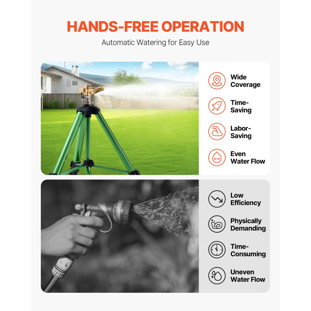 HX3311CN2 - Adjustable 360° Brass Tripod Sprinkler for 5539 sq. ft. Coverage