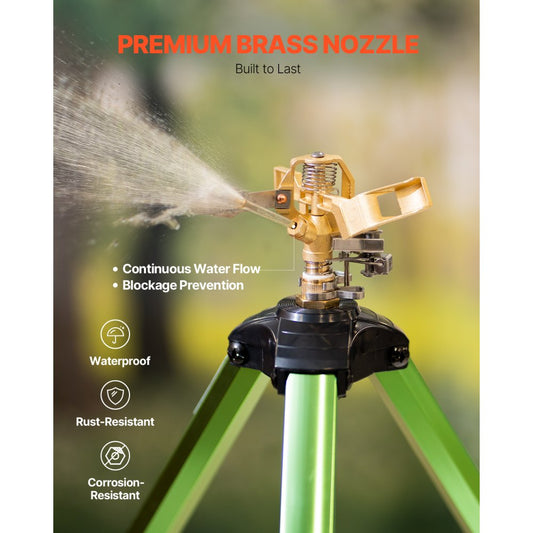 HX3311CN2 - Adjustable 360° Brass Tripod Sprinkler for 5539 sq. ft. Coverage
