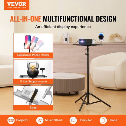 ZG-SJJTY - Adjustable 27-63" Projector Stand with Tray & Phone Holder