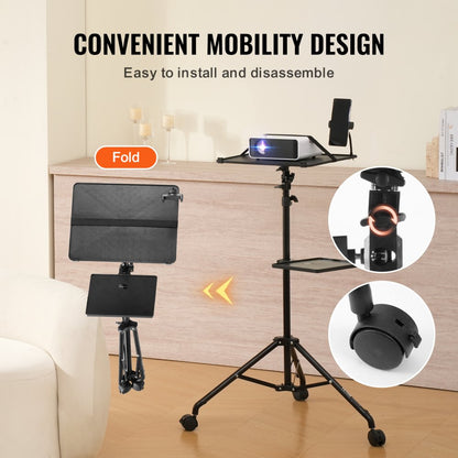 ZG-SJJTY-JL - Adjustable 31.3-67.3in VEVOR Projector Stand with Tray & Phone Holder