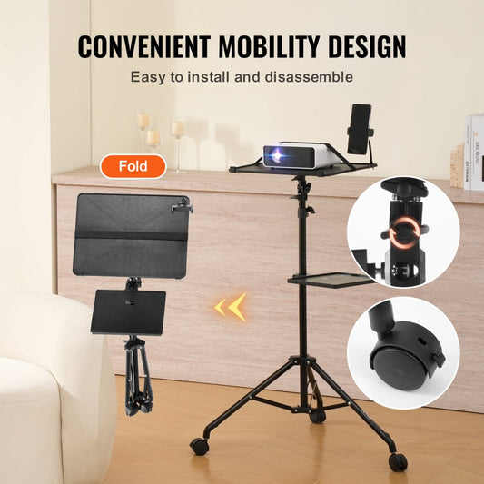 ZG-SJJTY-JL - Adjustable 31.3-67.3in VEVOR Projector Stand with Tray & Phone Holder