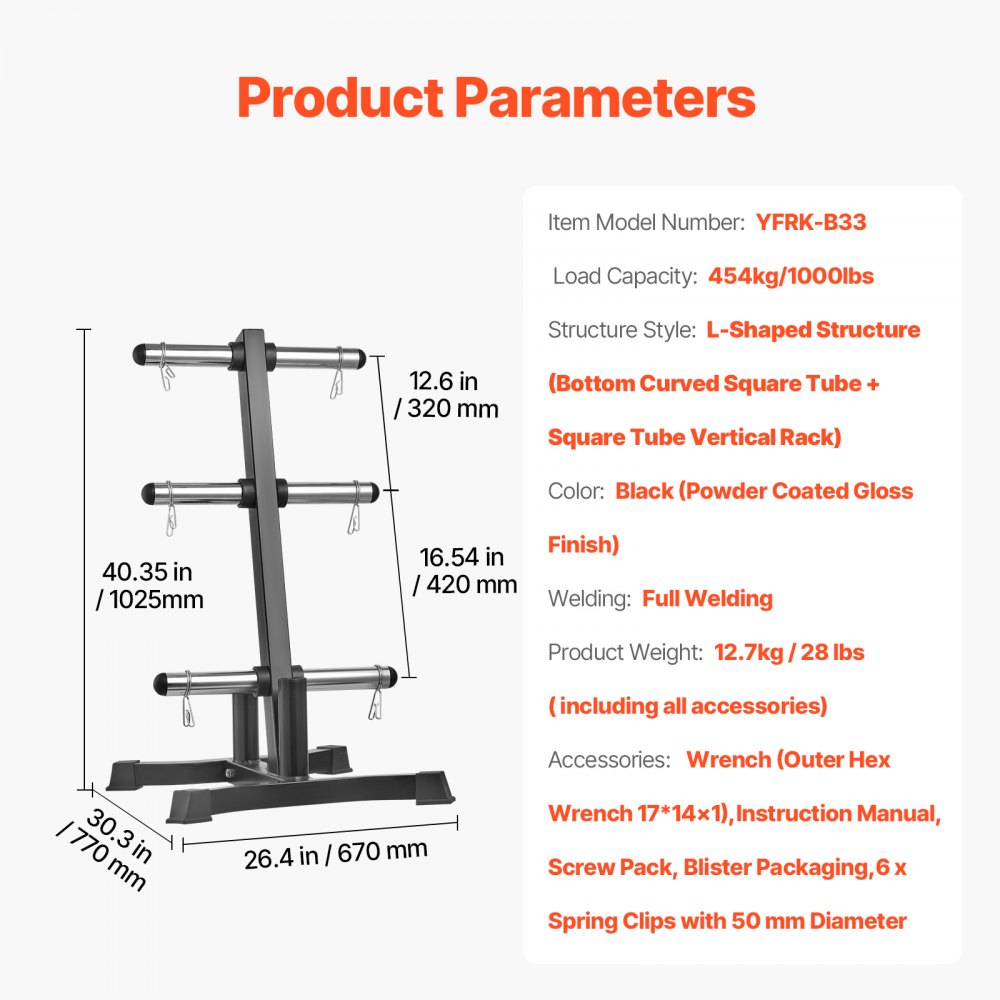 YFRK-B33 - Durable Weight Plate Rack Holds 1000 lbs for Home Gym