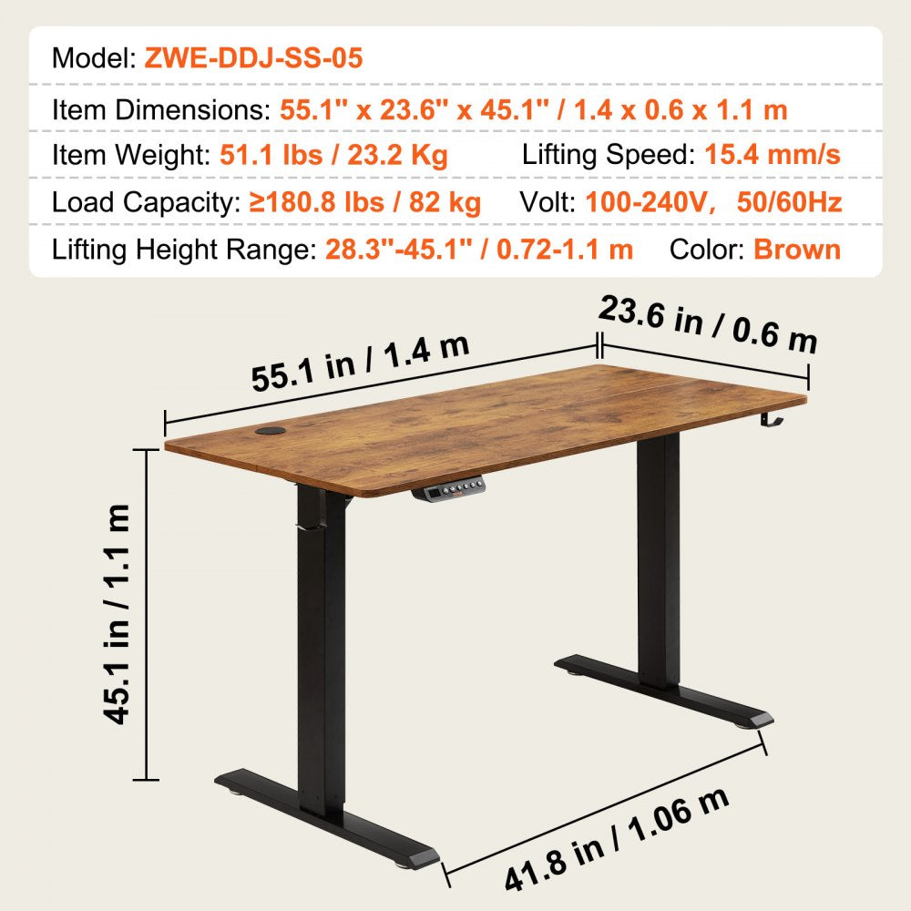 ZWE-DDJ-SS-05 - VEVOR Electric Height Adjustable Desk 28.3” to 45.1”