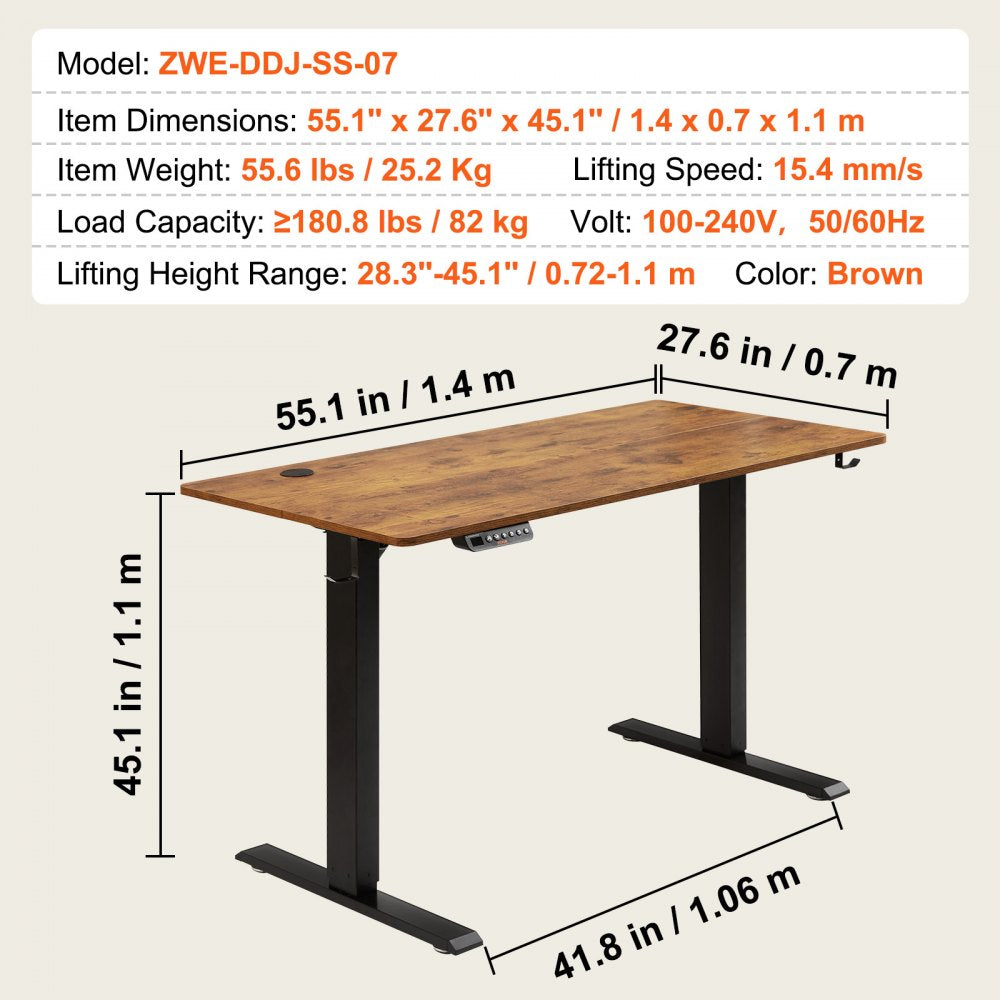 ZWE-DDJ-SS-07 - Electric Height Adjustable Desk, 28.3'' - 45.1'' Range