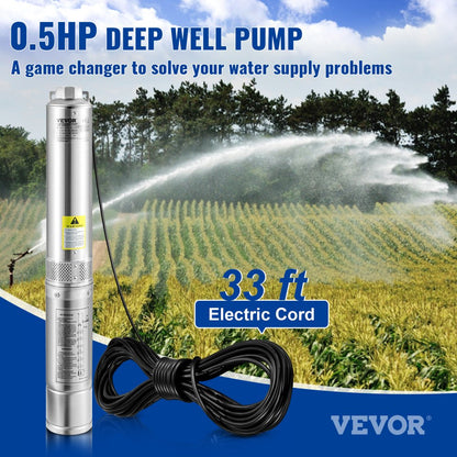 4SSM4/5 - 0.5HP Stainless Steel Deep Well Pump, 28GPM, 167ft Lift