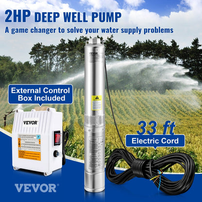 4SSM5/12 - 2HP Stainless Steel Deep Well Pump, 37GPM, Lifts 427ft
