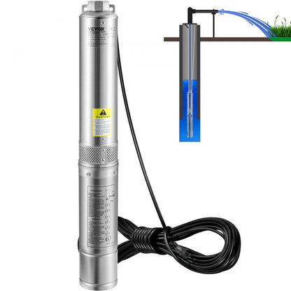 4SSM4/5 - 4" Stainless Steel Deep Well Pump, 167ft Depth, 28 GPM Flow