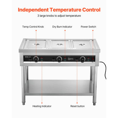 SFTLS3G110v1350w - Stainless Steel Food Warmer with Independent Temperature Control