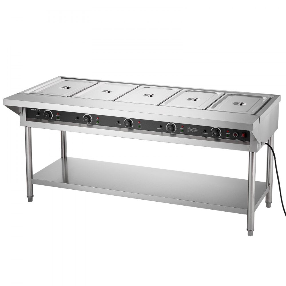 SFTLS5G220v250w - Stainless Steel 5-Pan Food Warmer with Independent Temperature Control