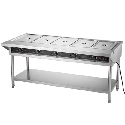 SFTLS5G220v250w - Stainless Steel 5-Pan Food Warmer with Independent Temperature Control