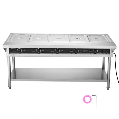 SFTLS5G220v250w - Stainless Steel 5-Pan Food Warmer with Independent Temperature Control