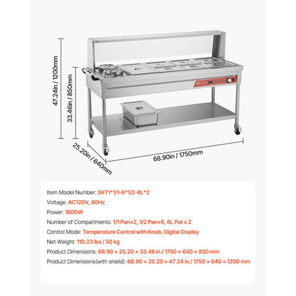 SKT1*1/1-6*1/2-6L*2 - Stainless Steel Electric Food Warmer with Temperature Control