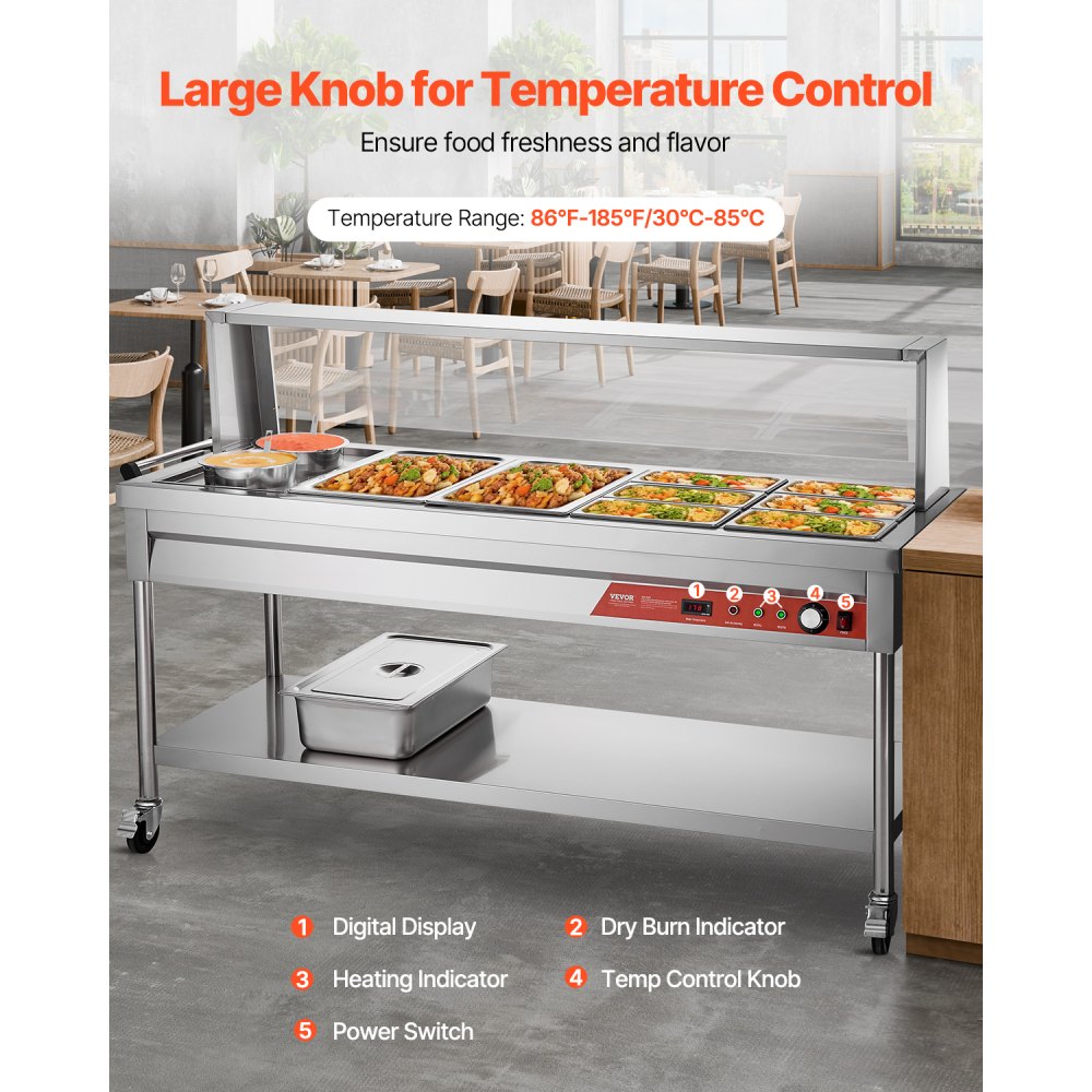 SKT2*1/1-6*1/3-6L*2 - Stainless Steel Commercial Food Warmer with Temperature Control