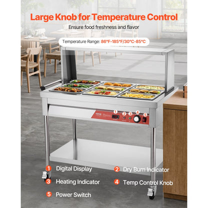 SKT1/3*9 - Stainless Steel Food Warmer with Temperature Control and Undershelf