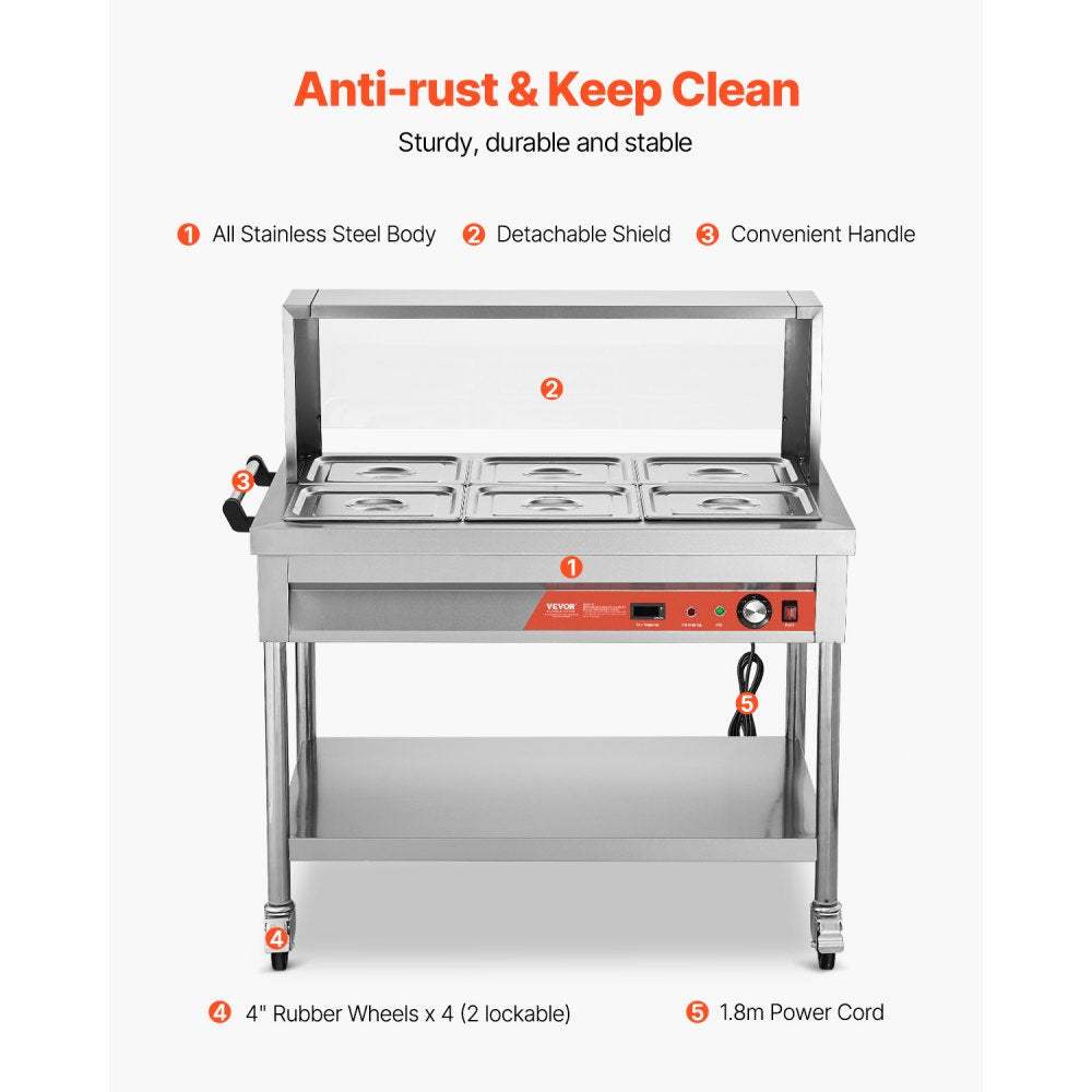 SKT1/2*6 - Stainless Steel Electric Food Warmer with Temperature Control