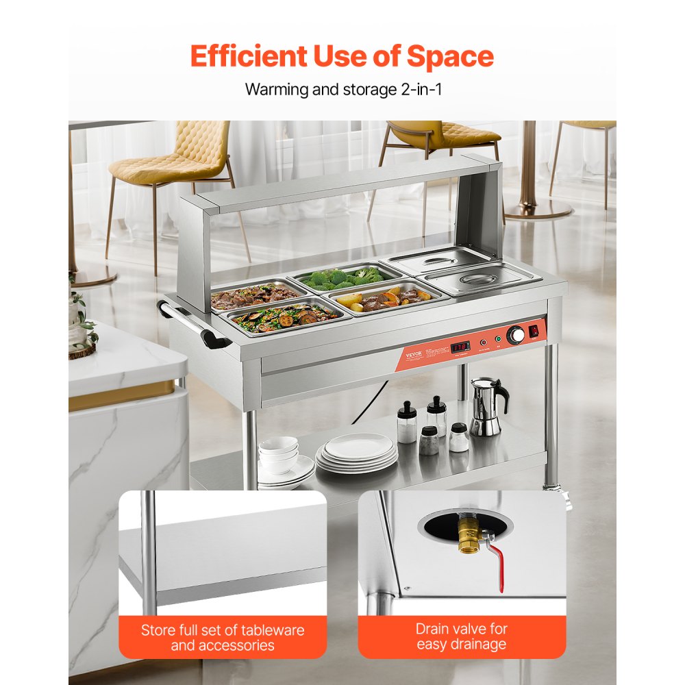 SKT1/2*6 - Stainless Steel Electric Food Warmer with Temperature Control