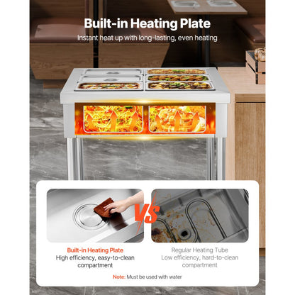 SKT1/3*6 - Stainless Steel Commercial Food Warmer with Adjustable Temperature