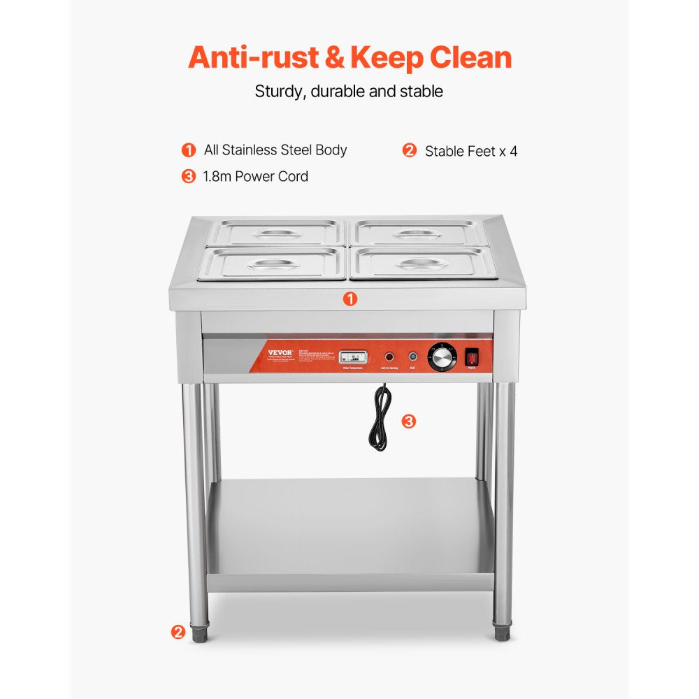 SKT1/2*4 - Stainless Steel Electric Food Warmer with Adjustable Temperature Control