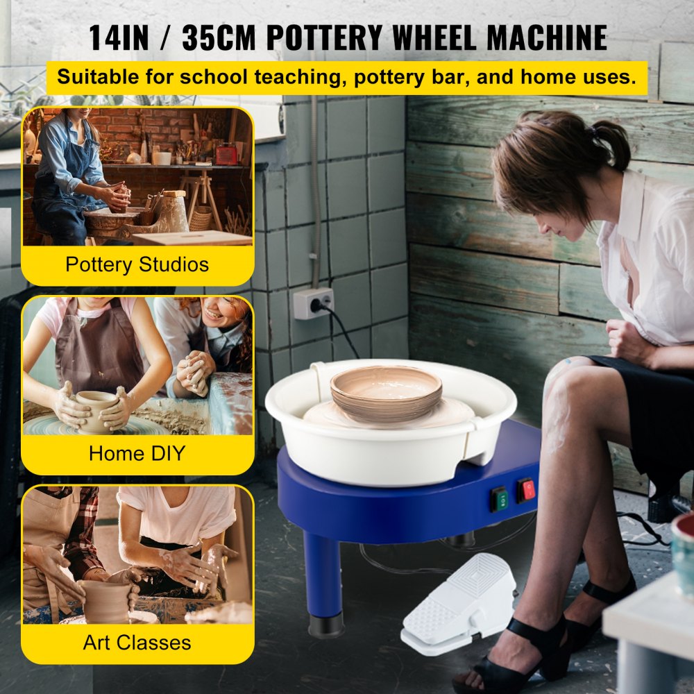 GCJX-008 - 14" VEVOR Pottery Wheel with Adjustable Height & Quiet 450W Motor