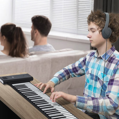 BR-A-88 - Portable 88-Key Silicone Piano with Rechargeable Battery & LED Display