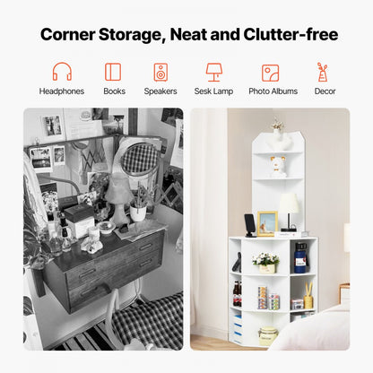 J10034-33-FB - 64" Corner Storage Cabinet with Built-in Outlets