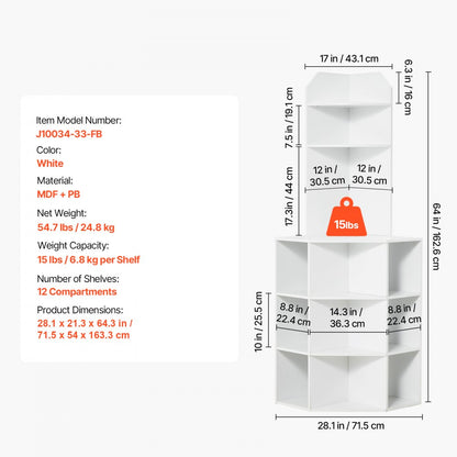 J10034-33-FB - 64" Corner Storage Cabinet with Built-in Outlets