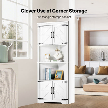J10030-68-FB - 68" Tall Triangular Corner Cabinet for Smart Storage