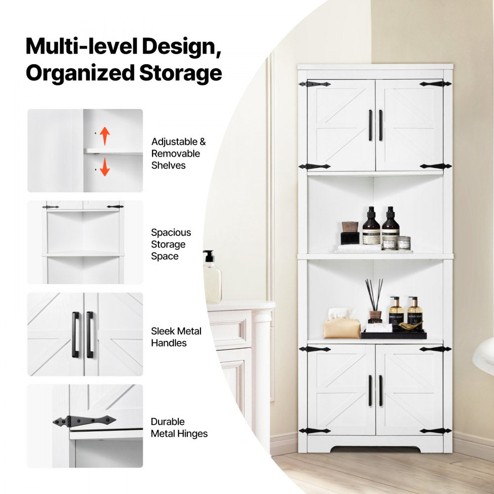 J10030-68-FB - 68" Tall Triangular Corner Cabinet for Smart Storage