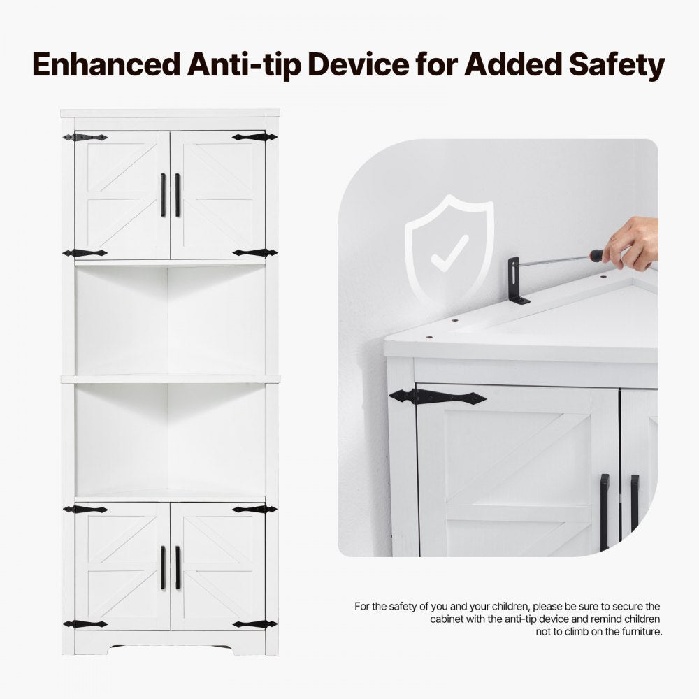 J10030-68-FB - 68" Tall Triangular Corner Cabinet for Smart Storage