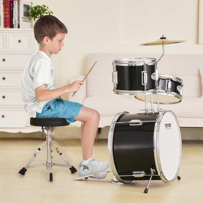 SH-001-BK - 3-Piece Kids Drum Set with 8" Tom, 10" Snare, 14" Bass