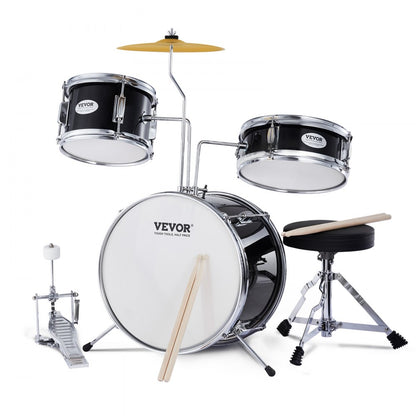SH-001-BK - 3-Piece Kids Drum Set with 8" Tom, 10" Snare, 14" Bass
