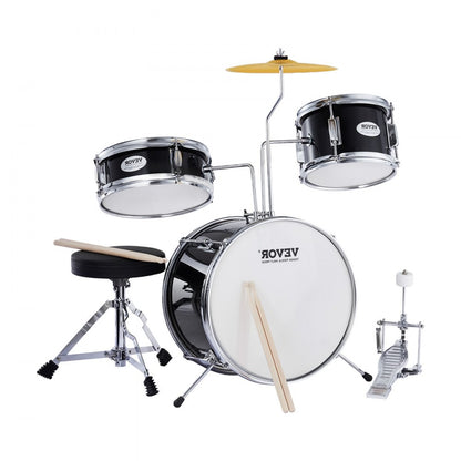 SH-001-BK - 3-Piece Kids Drum Set with 8" Tom, 10" Snare, 14" Bass