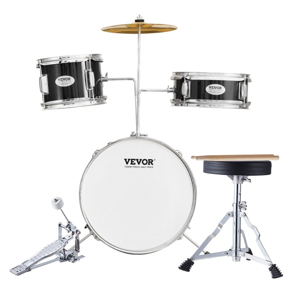 SH-001-BK - 3-Piece Kids Drum Set with 8" Tom, 10" Snare, 14" Bass