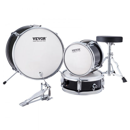 SH-001-BK - 3-Piece Kids Drum Set with 8" Tom, 10" Snare, 14" Bass