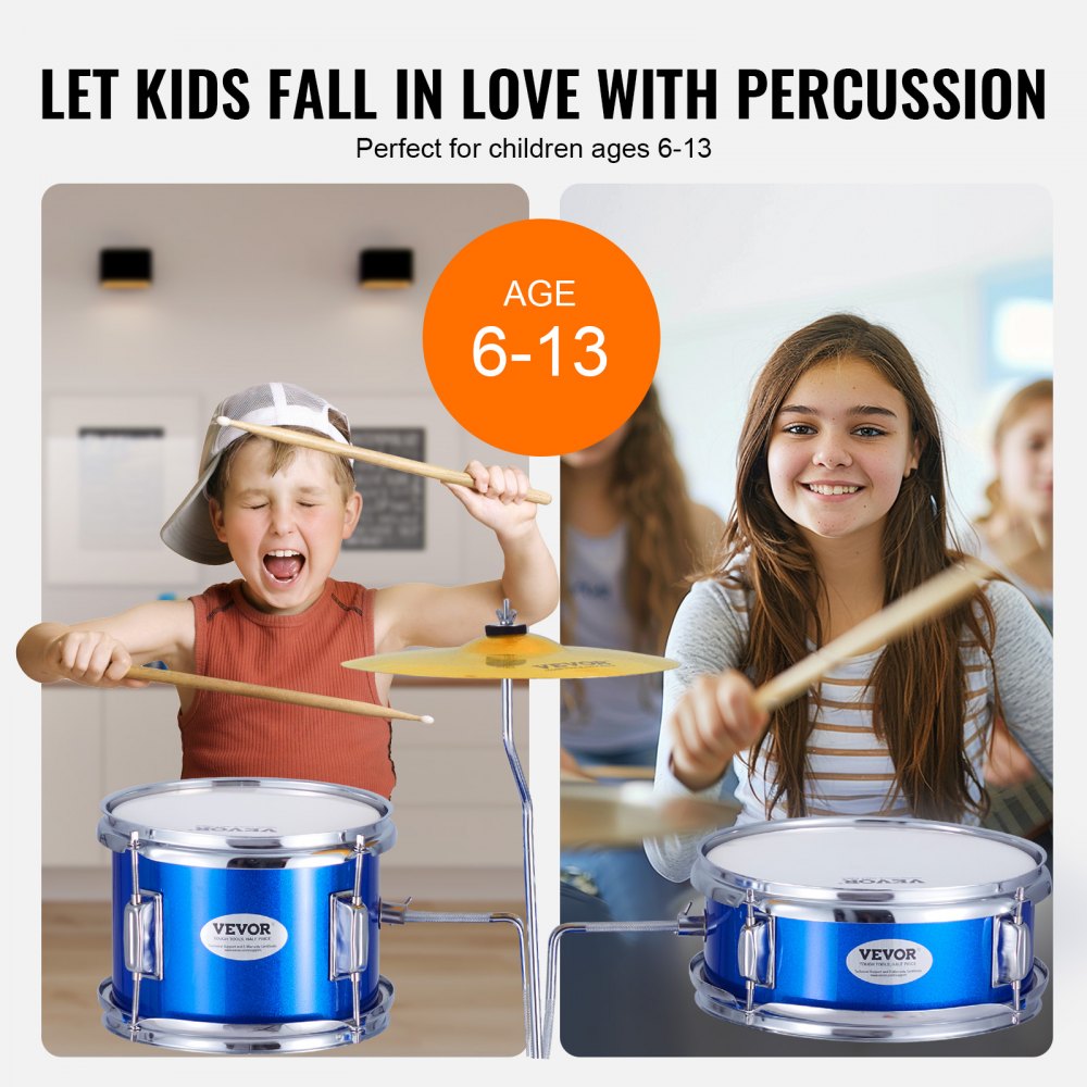 SH-001-BL - VEVOR Kids Drum Set with 14" Bass & Adjustable Throne
