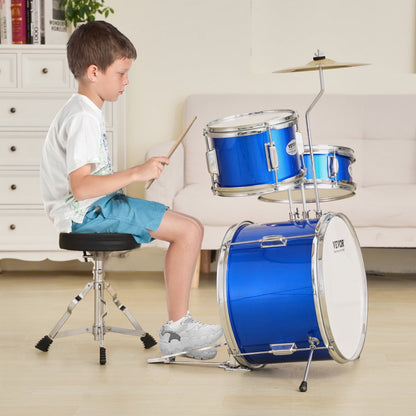 SH-001-BL - VEVOR Kids Drum Set with 14" Bass & Adjustable Throne