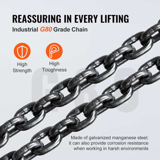 010299313956 - 1100 lb Hand Chain Hoist with 360° Rotating Hook, 10 FT