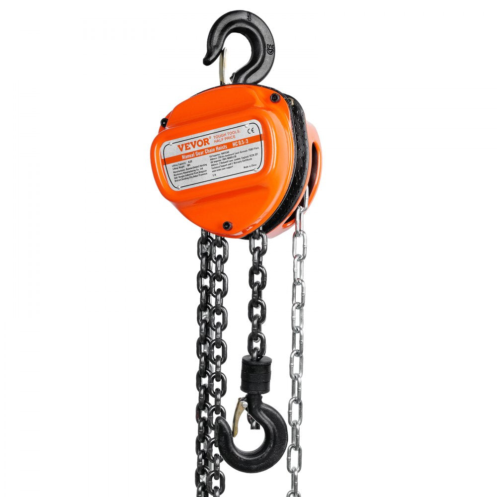 010299313956 - 1100 lb Hand Chain Hoist with 360° Rotating Hook, 10 FT