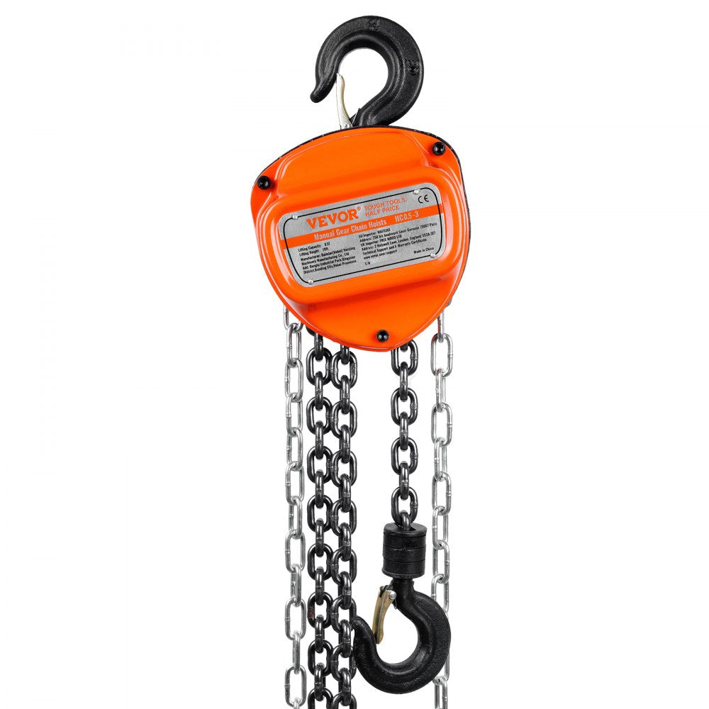010299313956 - 1100 lb Hand Chain Hoist with 360° Rotating Hook, 10 FT