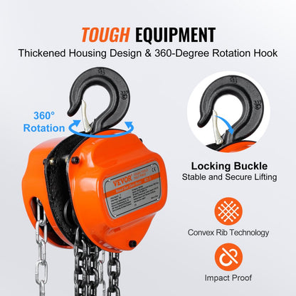 010769914423 - 1 Ton VEVOR Chain Hoist, 20 FT Durable Steel Design