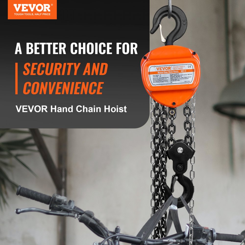 010636310817 - 2 Ton VEVOR Hand Chain Hoist with 10 FT Lifting Capacity