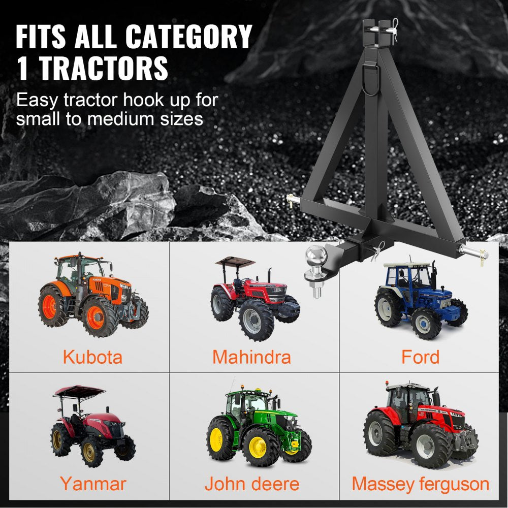 WBS003 - Durable 3-Point Hitch Receiver for Trailers, 2" Connector