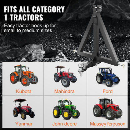 WBS003 - Durable 3-Point Hitch Receiver for Trailers, 2" Connector