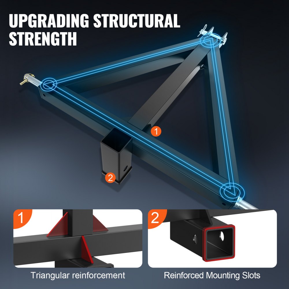WBS003 - Durable 3-Point Hitch Receiver for Trailers, 2" Connector
