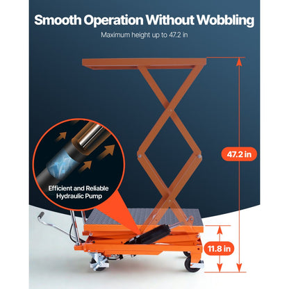 TFD20 - 500 lbs Hydraulic Lift Table, Adjustable 11.8" to 47.2" Height